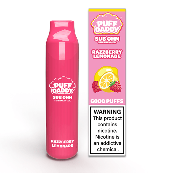 Puff Daddy Disposable 6000 Puffs 14mL 50mg | MOQ 10 | Raspberry Lemonade with Packaging