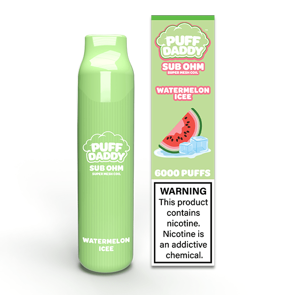 Puff Daddy Disposable 6000 Puffs 14mL 50mg | MOQ 10 | Watermelon Ice  with Packaging