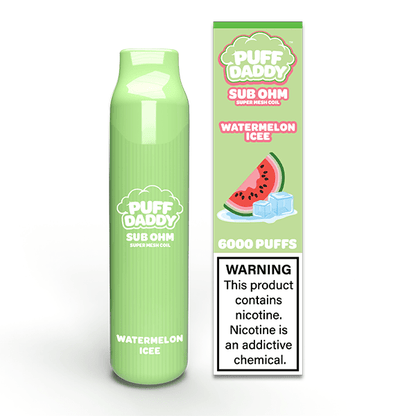Puff Daddy Disposable 6000 Puffs 14mL 50mg | MOQ 10 | Watermelon Ice  with Packaging
