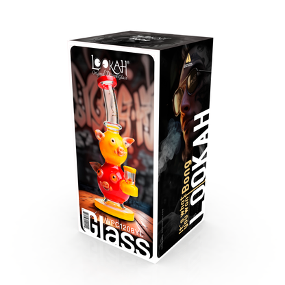 Lookah 10“ Cute Double Piggy Dab Rig (WPC1208) - Yellow packaging