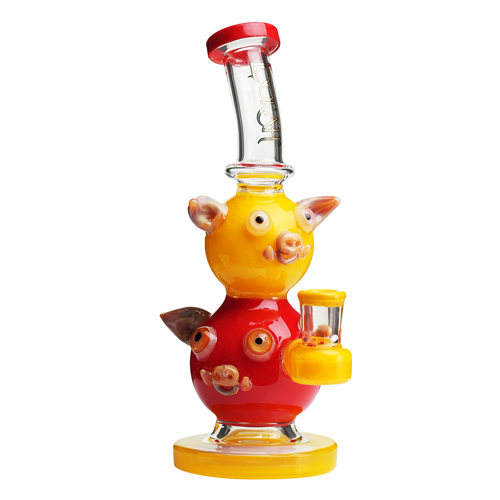 Lookah 10“ Cute Double Piggy Dab Rig (WPC1208) - Yellow