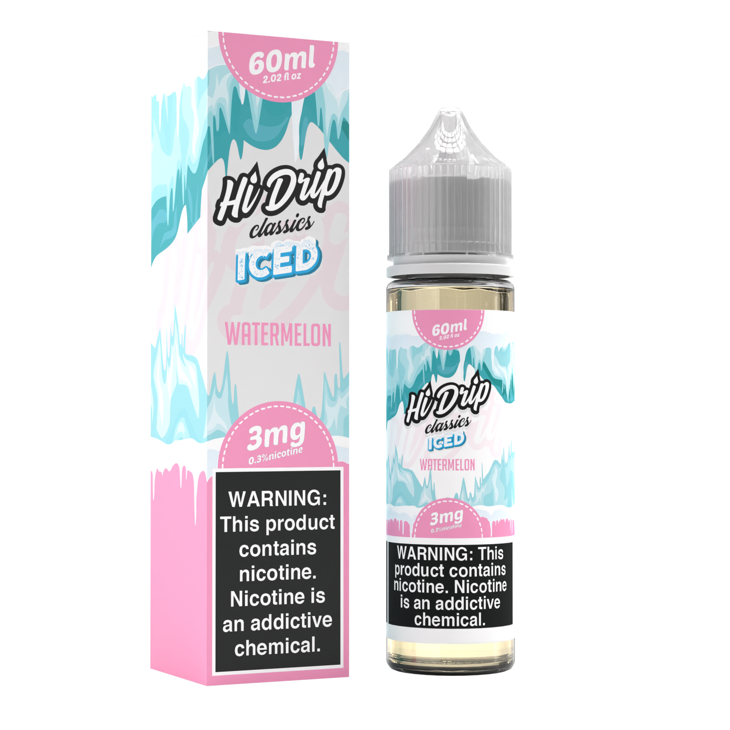 Hi-Drip Classics Series E-Liquid 60mL (Freebase) | Watermelon Iced with Packaging