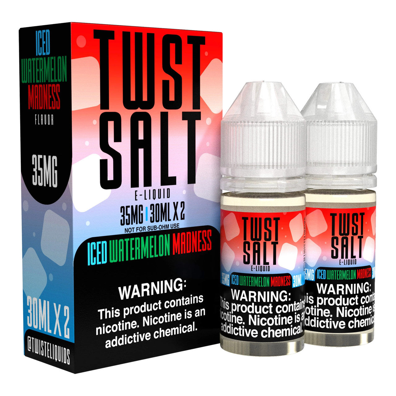 Twist Salts Series E-Liquid x2-30mL Watermelon Madness Iced with packaging