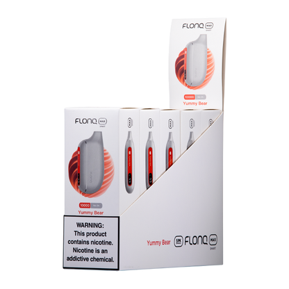FLONQ Max Smart Disposable | 10000 Puffs | 14mL | 20mg | MOQ 5 | Yummy Bear 5 Packs with packaging