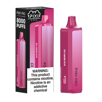 Pixi Pro Disposable | 8000 puffs | 14mL | 60Mg | MOQ 10pc | Acai Berry Ice with packaging