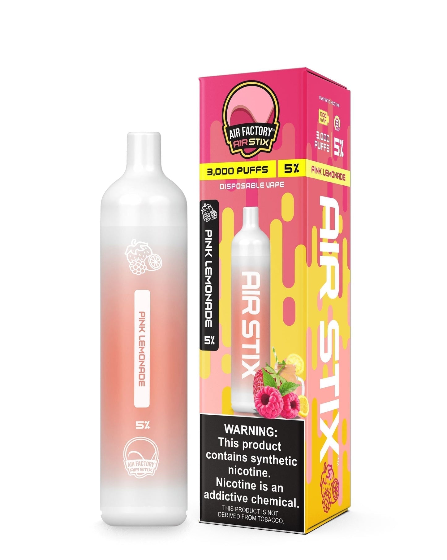 Air Factory Air Stix Disposable 3000 Puffs 8mL 50mg | MOQ 10 Pink Lemonade with Packaging