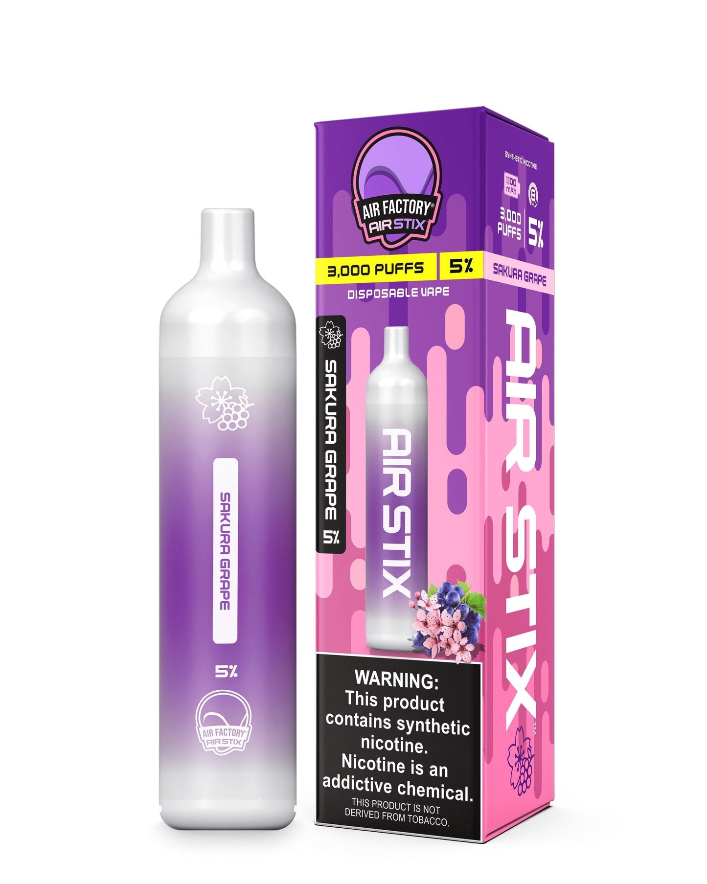 Air Factory Air Stix Disposable 3000 Puffs 8mL 50mg | MOQ 10 Sakura Grape