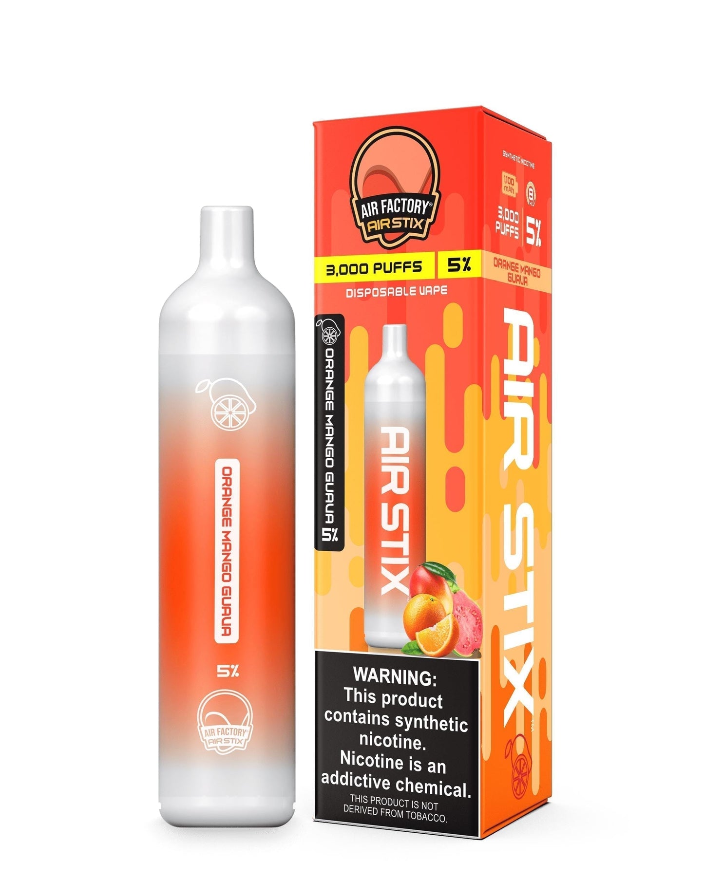 Air Factory Air Stix Disposable 3000 Puffs 8mL 50mg | MOQ 10 Orange Mango Guava with Packaging