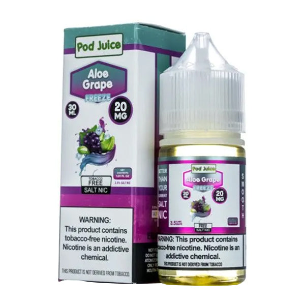 Pod Juice Salt Series E-Liquid | 30mL | 20mg | Aloe Grape Freeze with packaging