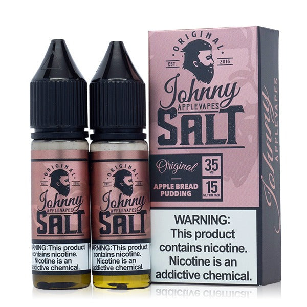 Johnny AppleVapes Salt Series E-Liquid x2-15mL Apple Bread Pudding with packaging