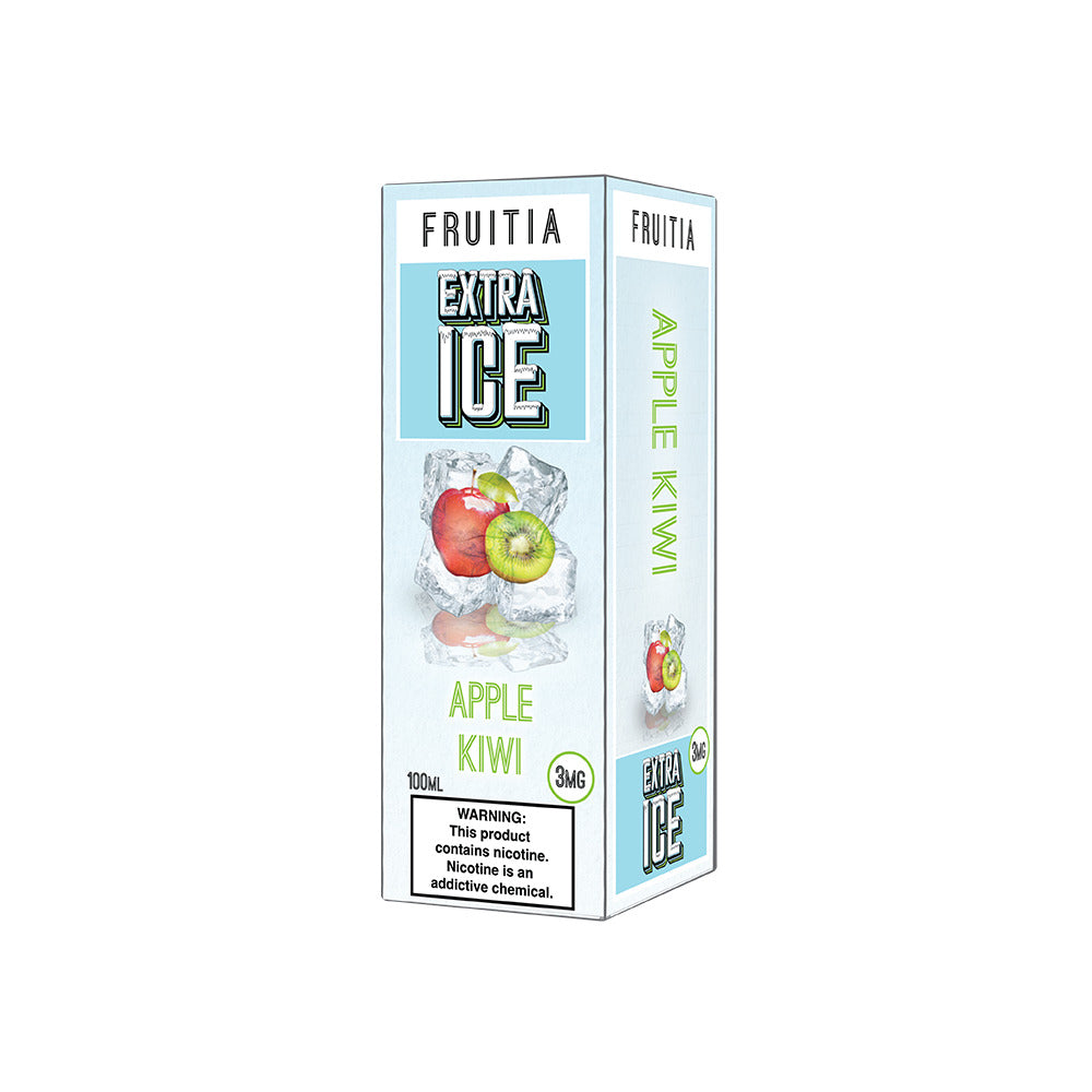 Fruitia Extra Ice Series E-Liquid 100mL (Freebase) | Apple Kiwi with packaging