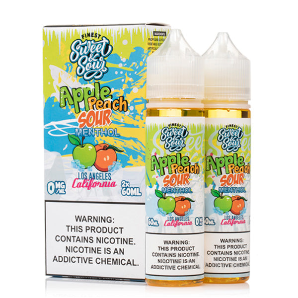 Sweet & Sour Series by Finest E-Liquid x2-60mL Apple Peach Sour on Ice with packaging