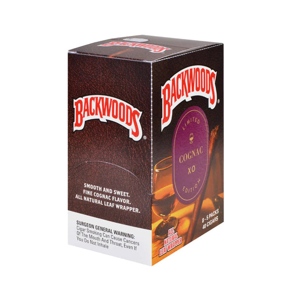 Backwoods Natural Leaf Wrapped Cigars 5-Pack (8pc Display Box) Cognac with Packaging