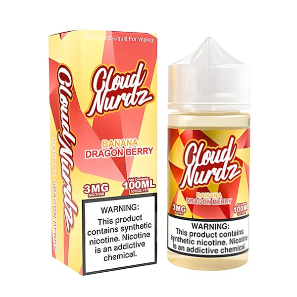 Cloud Nurdz Series E-Liquid 100mL (Freebase) | Banana Dragon berry with packaging