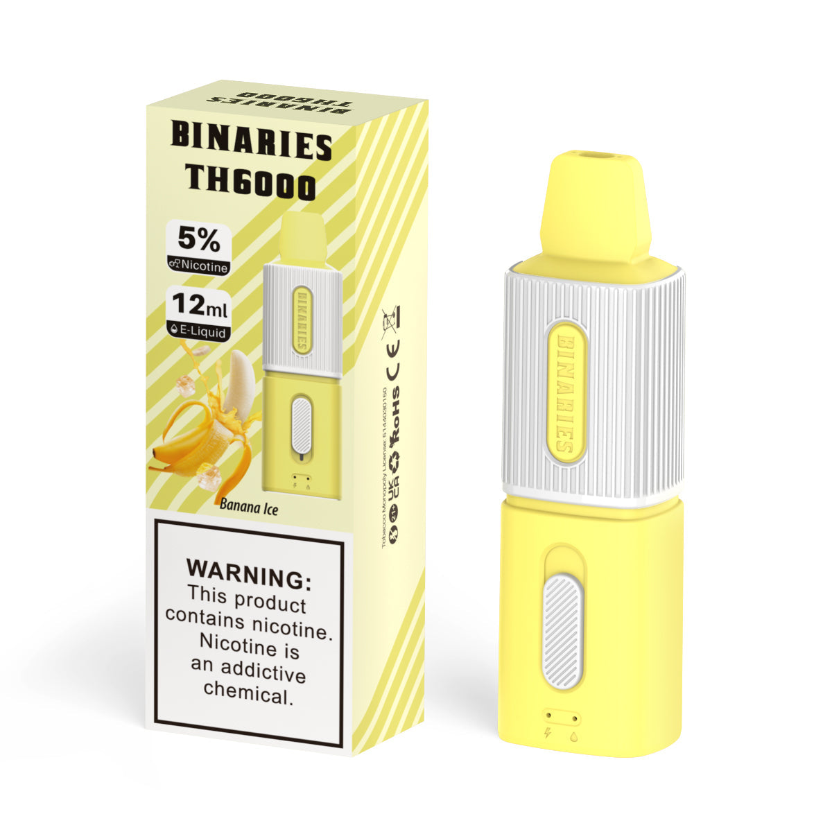 HorizonTech Binaries Cabin Disposable TH 6000 Puffs 12mL 50mg | MOQ 10 Banana Ice with Packaging 