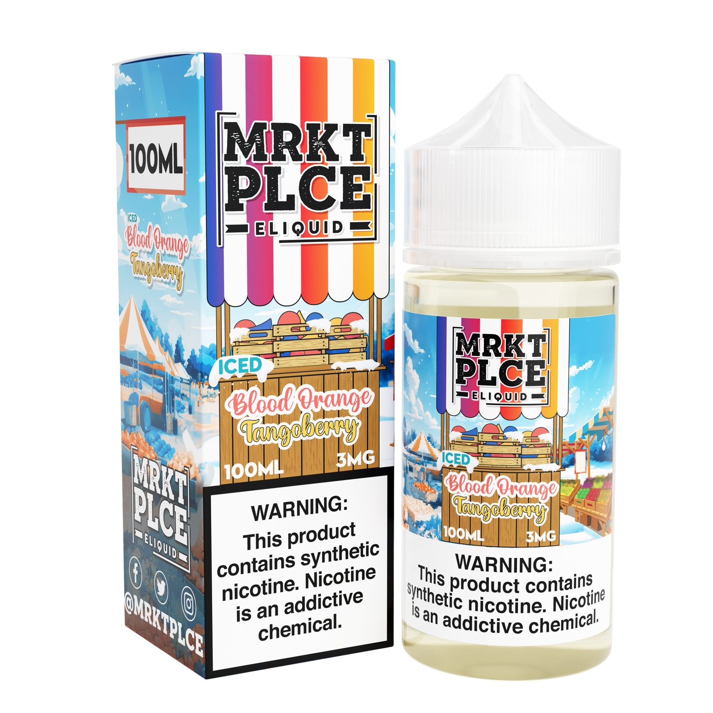 MRKT PLCE Series E-Liquid 100mL (Freebase) |  Iced Blood Orange Tangoberry with packaging