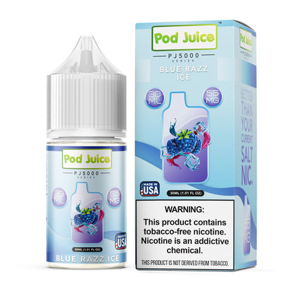 Pod Juice Salt Series E-Liquid | 30mL | 55mg | Blue Razz Ice with packaging