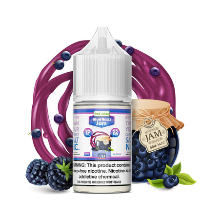 Pod Juice Salt Series E-Liquid | 30mL | 55mg | Blue Razz Jam bottle