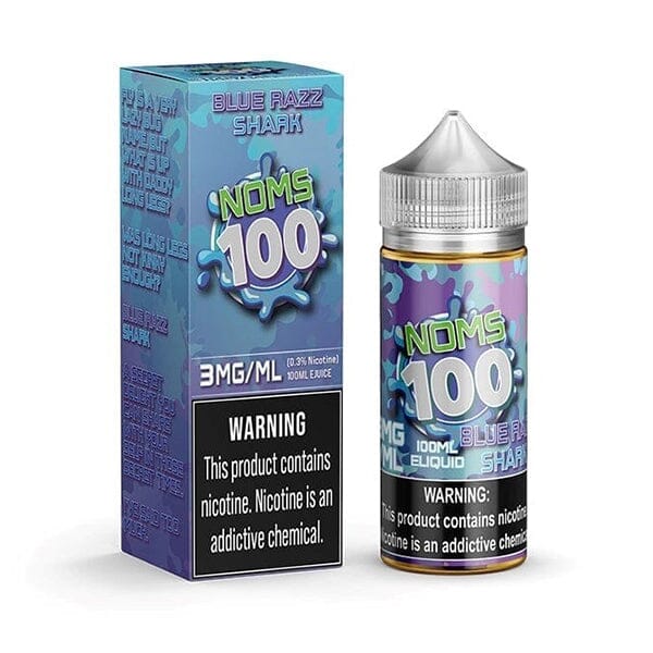 Noms 100 Series E-Liquid 100mL (Freebase) Blue Razz Shark with Packaging