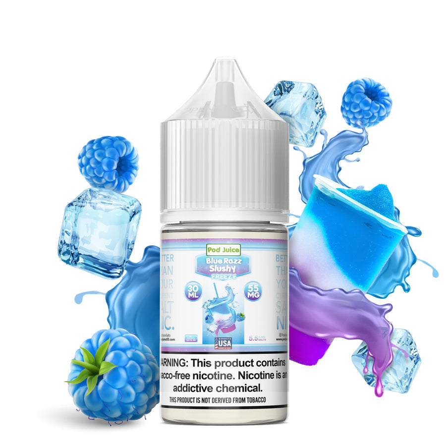 Pod Juice Salt Series E-Liquid | 30mL | 55mg | Blue Raz SLushy Freeze