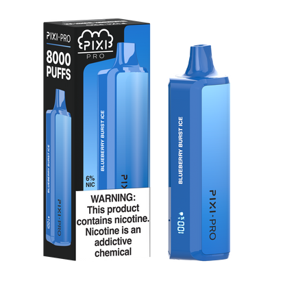 Pixi Pro Disposable | 8000 puffs | 14mL | 60Mg | MOQ 10pc | Blueberry Burst Ice with packaging