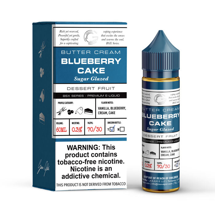 GLAS BSX TFN Series E-Liquid | 0mg | 60mL | (Freebase) | Blueberry Cake with Packaging