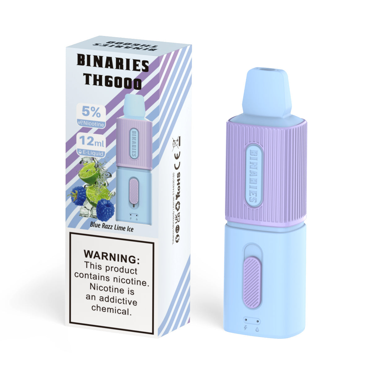 HorizonTech Binaries Cabin Disposable TH 6000 Puffs 12mL 50mg | MOQ 10 Blue Rass Lime Ice with Packaging 