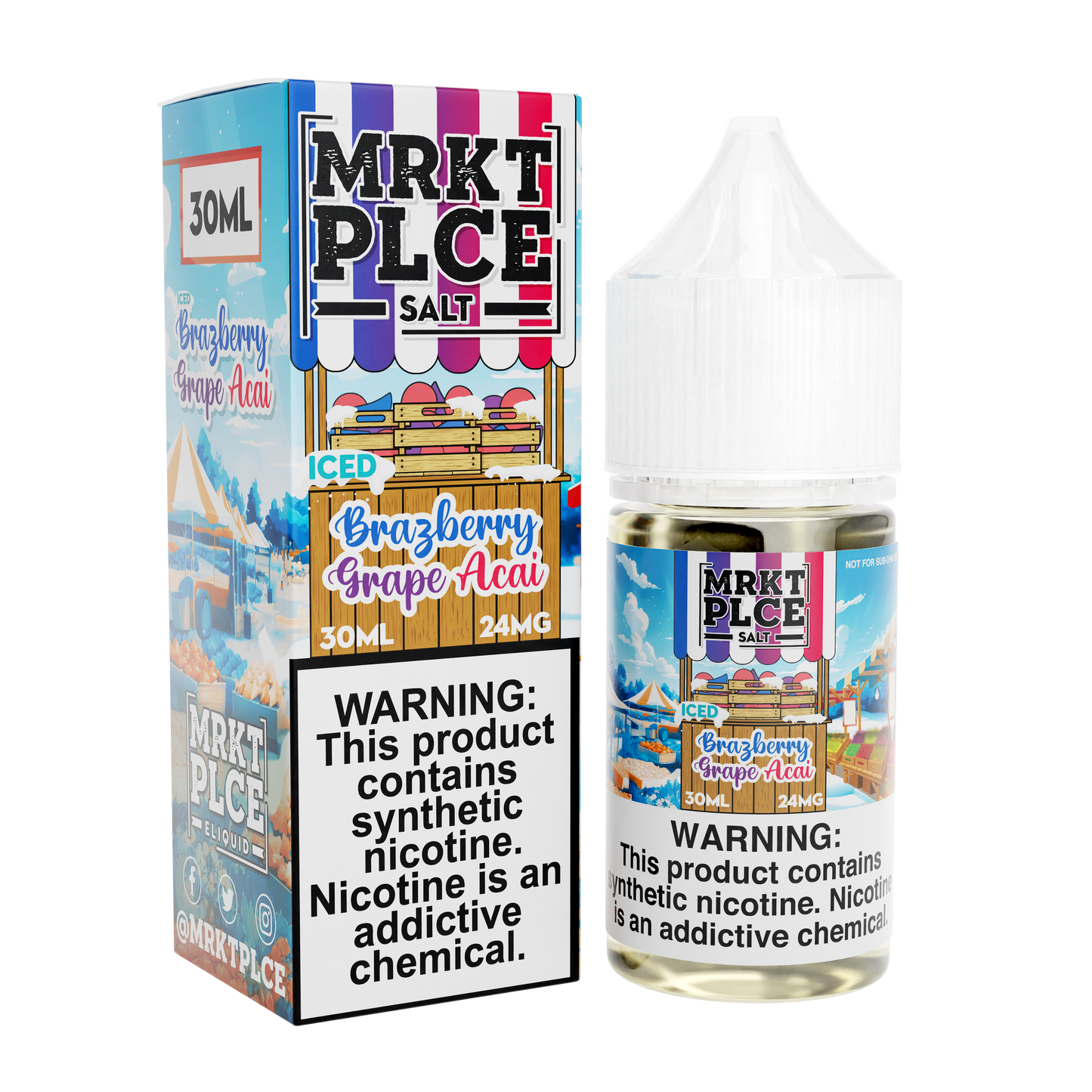 MRKT PLCE Salt Series E-Liquid 30mL (Salt Nic) | Iced  Brazberry Grape with packaging