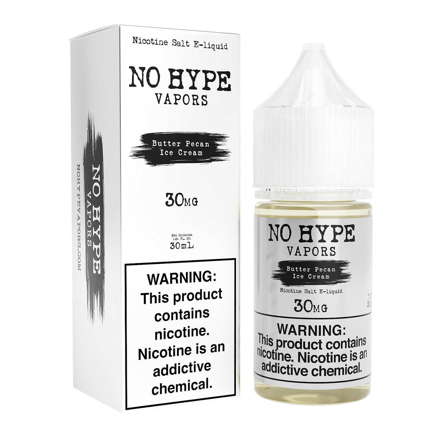 No Hype E-Liquid 30mL Salt Nic | Butter Pecan Ice Cream with Packaging