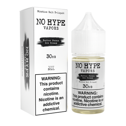 No Hype E-Liquid 30mL Salt Nic | Butter Pecan Ice Cream with Packaging