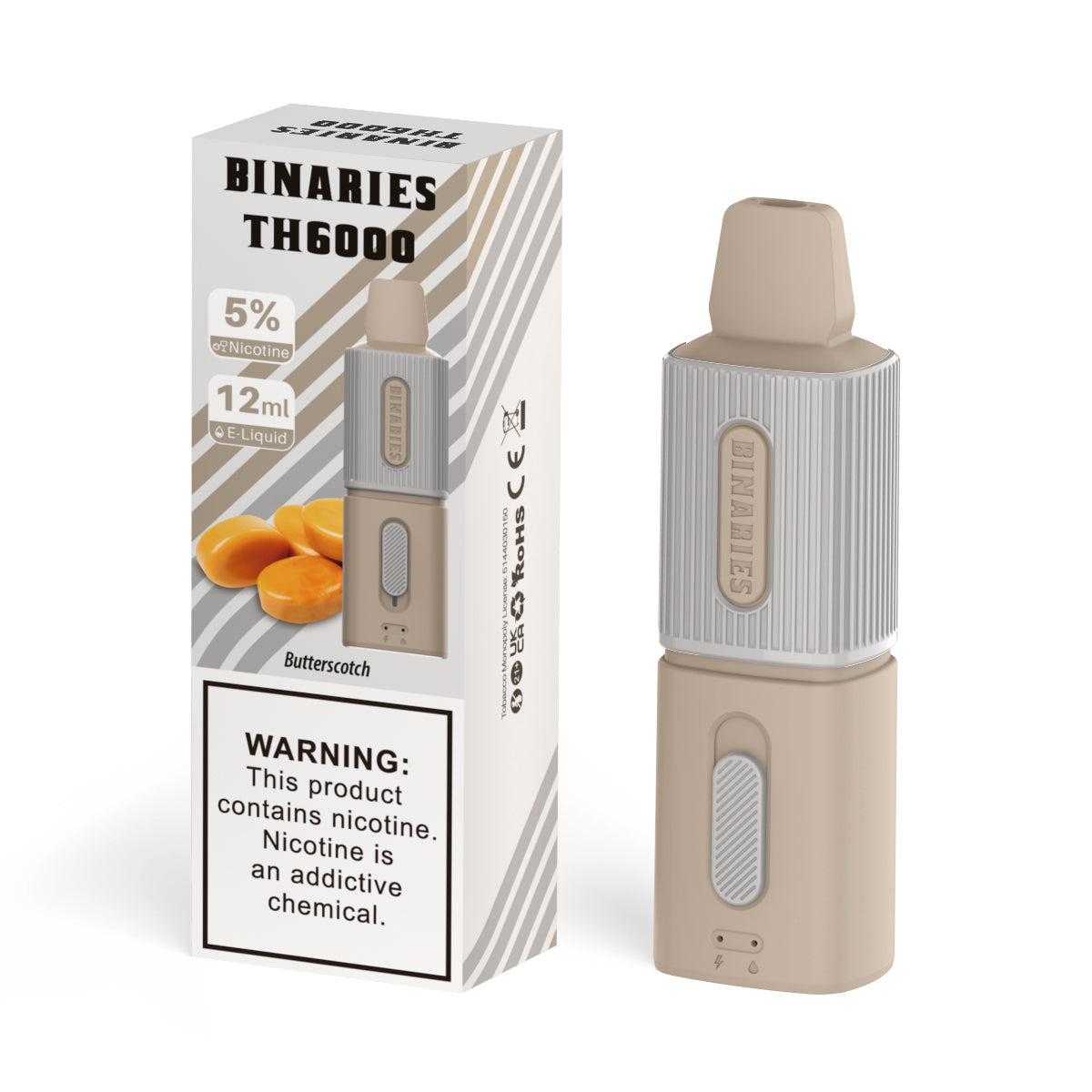 HorizonTech Binaries Cabin Disposable TH 6000 Puffs 12mL 50mg | MOQ 10 Butterscotch with Packaging 