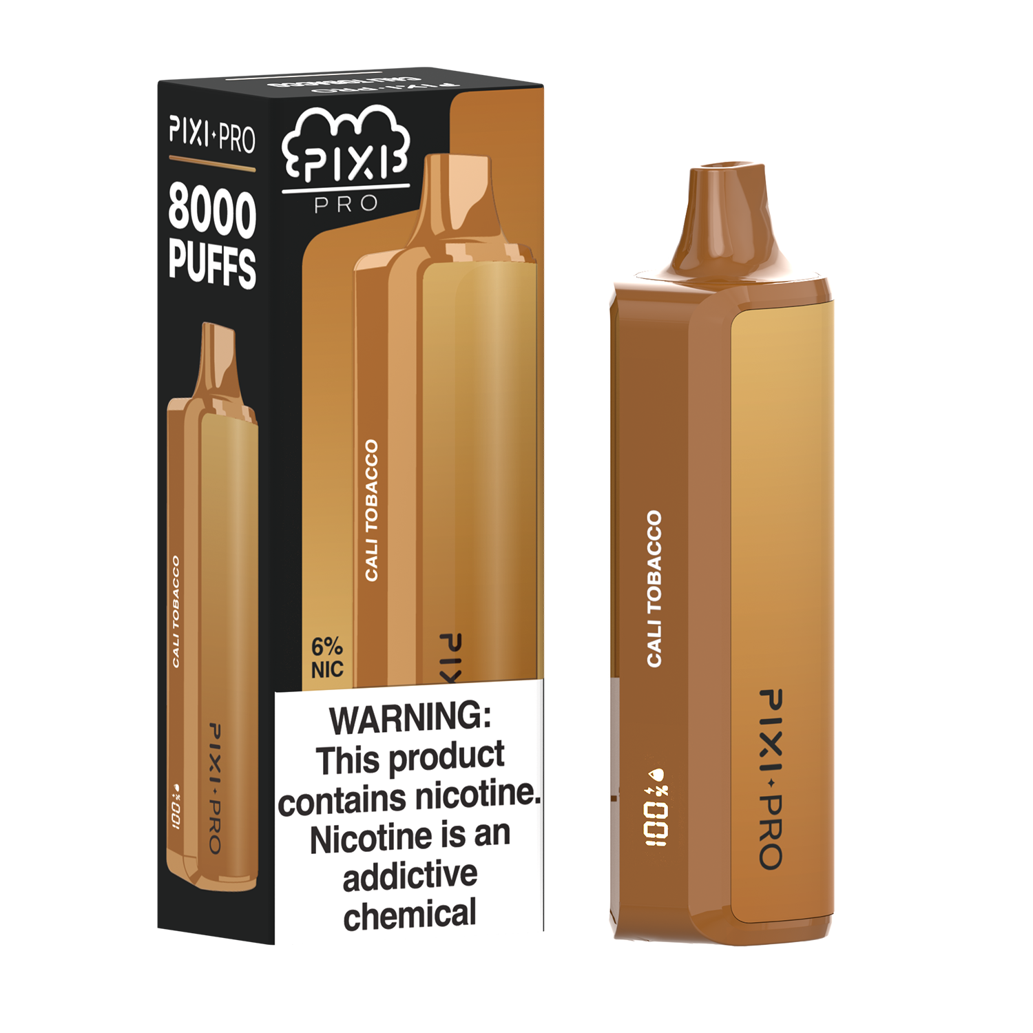 Pixi Pro Disposable | 8000 puffs | 14mL | 60Mg | MOQ 10pc | Cali Tobacco with packaging