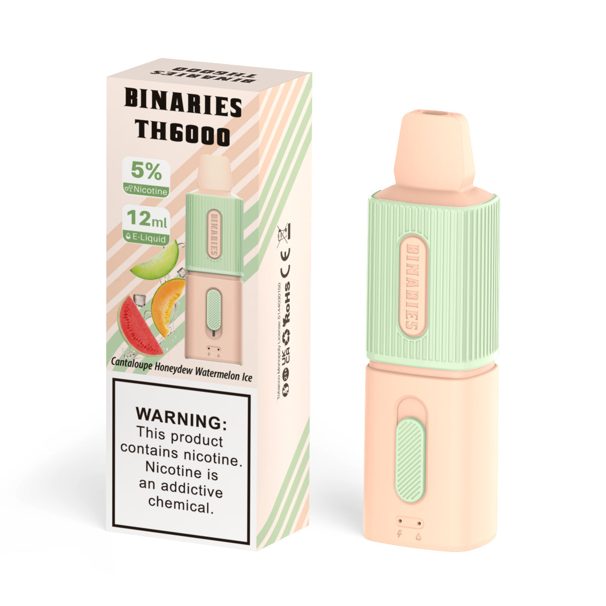 HorizonTech Binaries Cabin Disposable TH 6000 Puffs 12mL 50mg | MOQ 10 Cantaloupe Honeydew Watermelon with Packaging 