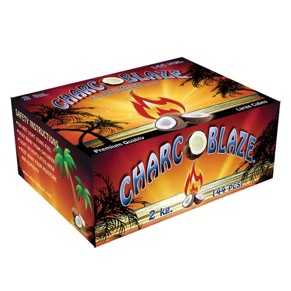 Charco Blaze Coconut Shell Charcoal Large Cubes - 144 Cubes with Packaging