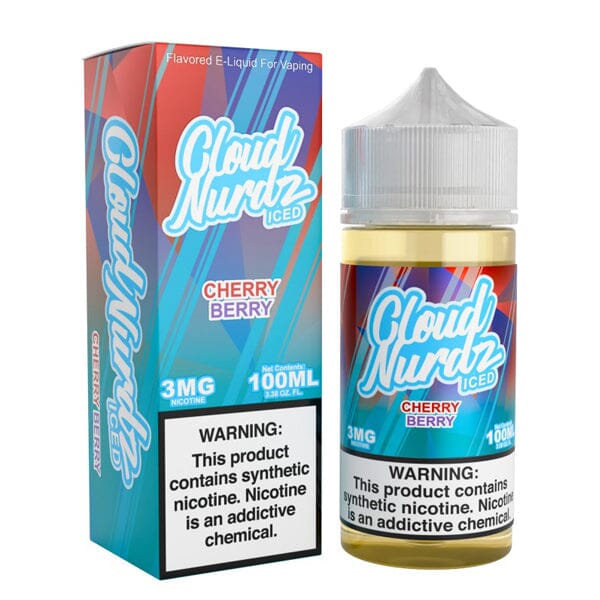 Cloud Nurdz Series E-Liquid 100mL (Freebase) | Cherry Berry Iced with packaging