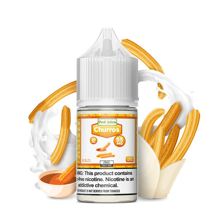 Pod Juice Salt Series E-Liquid | 30mL | 55mg | Churros bottle