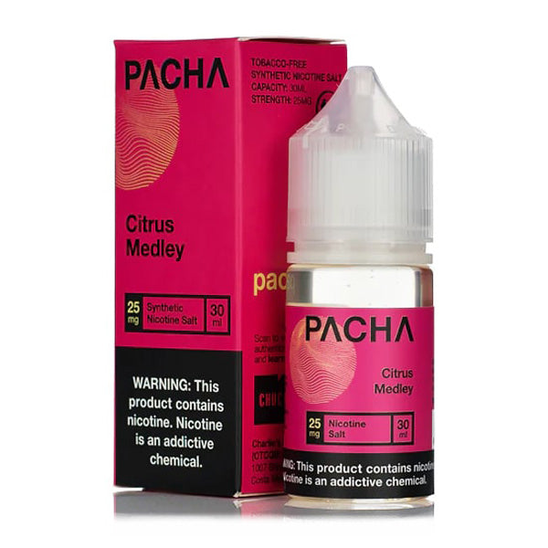 Pachamama TFN Salt Series E-Liquid 30mL (Salt Nic) | Citrus Medley with packaging