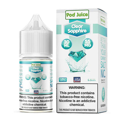 Pod Juice Salt Series E-Liquid | 30mL | 55mg | Clear Sapphire with packaging