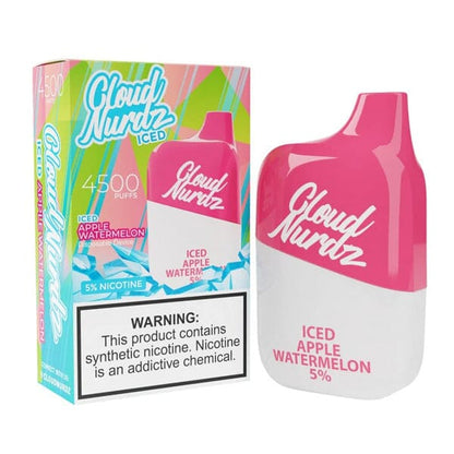 Cloud Nurdz 0% Disposable 4500 Puff 12mL 00mg | MOQ 10 - Iced Apple Watermelon with Packaging