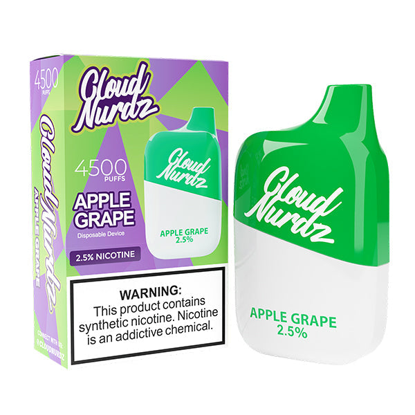 Cloud Nurdz Disposable 4500 Puffs 12mL 50mg | MOQ 10 Apple Grape  with Packaging