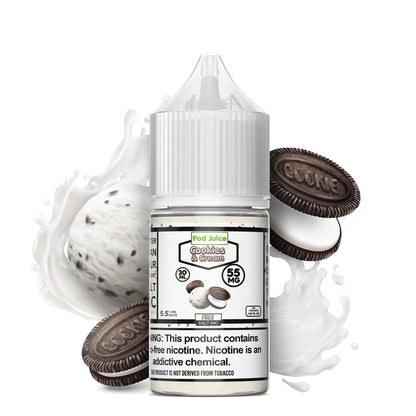 Pod Juice Salt Series E-Liquid | 30mL | 55mg | Cookies and Cream bottle