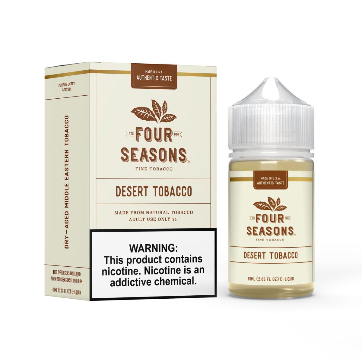 Four Seasons Series E-Liquid 60mL (Freebase) | Desert Tobacco with Packaging