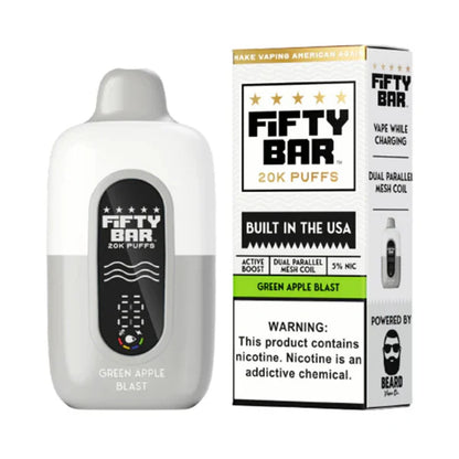 Fifty Bar V2 20K Disposable 20000 Puffs 16mL 50mg MOQ 5 | Green Apple Blast with Packaging