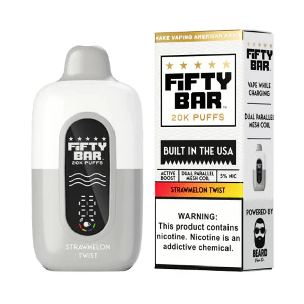 Fifty Bar V2 20K Disposable 20000 Puffs 16mL 50mg MOQ 5 | Strawmelon Twist with Packaging