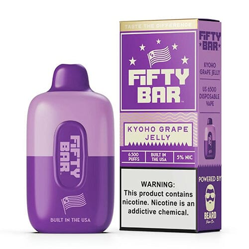 Fifty Bar Disposable 6500 Puffs 16mL 50mg MOQ 5 | Kyoho Grape Jelly with Packaging