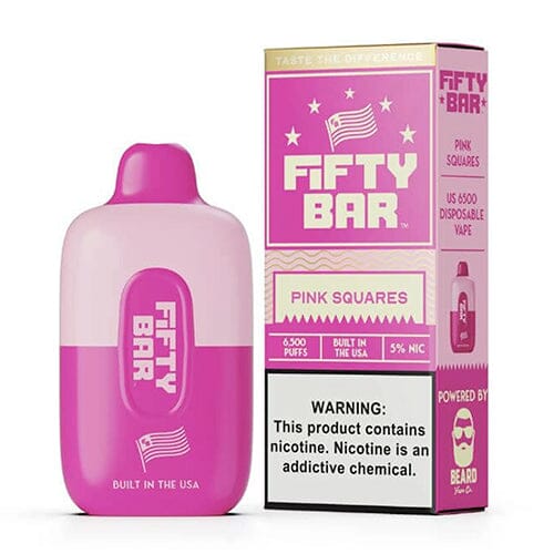 Fifty Bar Disposable 6500 Puffs 16mL 50mg MOQ 5 | Pink Squares with Packaging