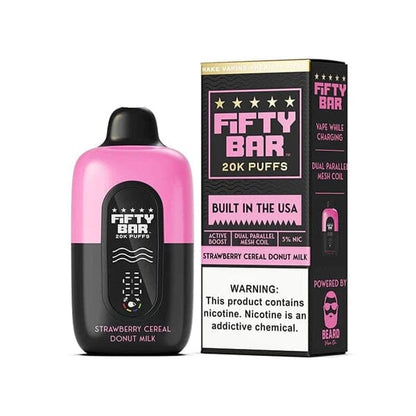 Fifty Bar V2 20K Disposable 20000 Puffs 16mL 50mg MOQ 5 | Strawberry Cereal Donut Milk with Packaging