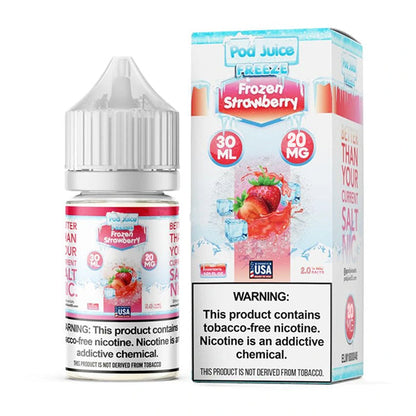 Pod Juice Salt Series E-Liquid | 30mL | 20mg | Frozen Strawberry Freeze with packaging