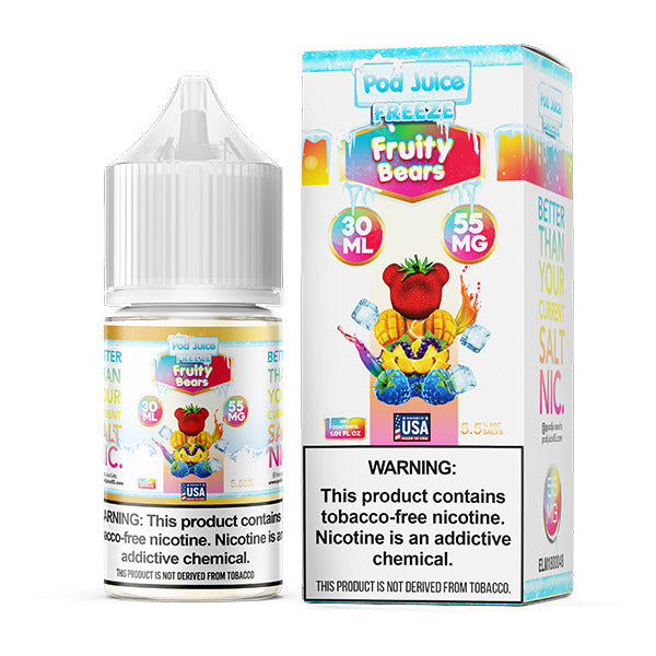 Pod Juice Salt Series E-Liquid | 30mL | 55mg | Fruity Bears Freeze with packaging