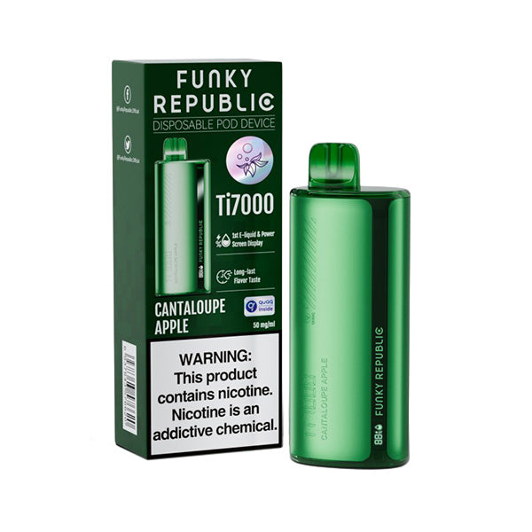 Funky Republic Ti7000 Disposable 7000 Puff 12.8mL 50mg | MOQ 5 | Cantaloupe Apple with Packaging